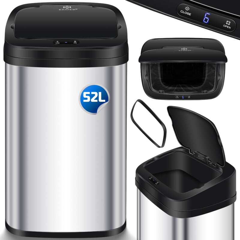Kesser - Sensor Poubelle de Cuisine Automatique avec Capteur de Mouvement Poubelle & Couvercle Soft-Close Poubelle avec Panneau de Commande Touch &
