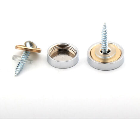 argent 32 Pièces Vis de Miroir de Bouchon Décoratif Couvercle de Vis en Acier Inoxydable Cache-Vis Casquettes Décoratives Fixatio