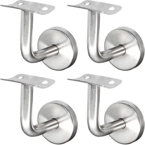 argent (4 Pices) Support De Main Courante En Acier Inoxydable 304 Support Mural De Garde-corps D'escalier Garde-corps En Bois