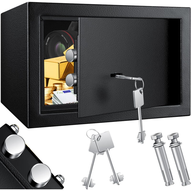 Kesser - Trésor de meubles avec serrure à double panneton, Coffret à monnaie, Coffre-fort mural au sol, Coffret mural avec 2 x clés & vis de