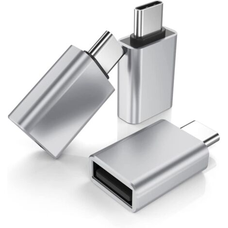 Argent - Adaptateur USB C mâle vers USB 3.0 fem 3 Pack,Thunderbolt 3 Type C OTG Key Converter pour MacBook Pro 2022,iPad Mini 6 Air 4 5ème génération,Surface Go,Microsoft Galaxy S23 23 S21 S22 Plus Ul