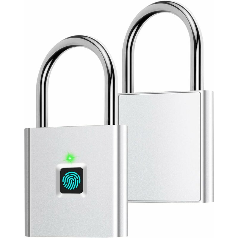 Argent - Cadenas à empreinte digitale, verrouillage app Bluetooth, cadenas intelligent, serrure biométrique sans clé pour sac à dos, vélo, casier