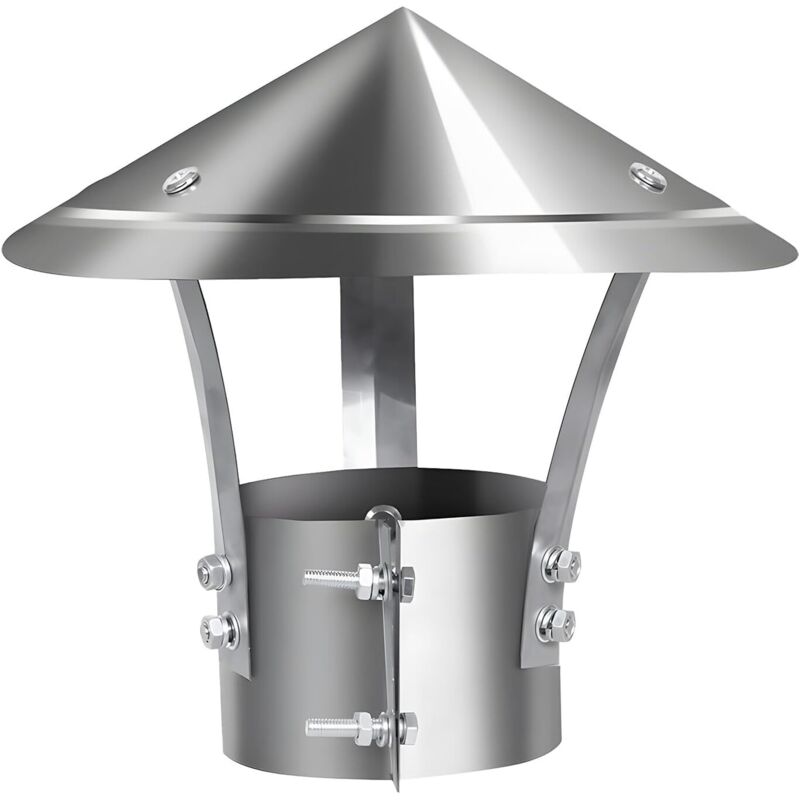 (Argent) Chapeau Cheminée, Acier Inoxydable 201, Résistant au Vent et à la Pluie, Couvercle de Cheminée de 200 mm de Diamètre, Adapté aux Tuyaux de