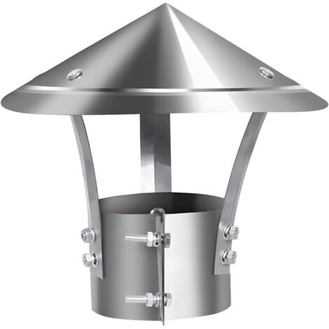 (Argent) Chapeau Cheminée, Acier Inoxydable 201, Résistant au Vent et à la Pluie, Couvercle de Cheminée de 200 mm de Diamètre, Adapté aux Tuyaux de 80 mm de Diamètre