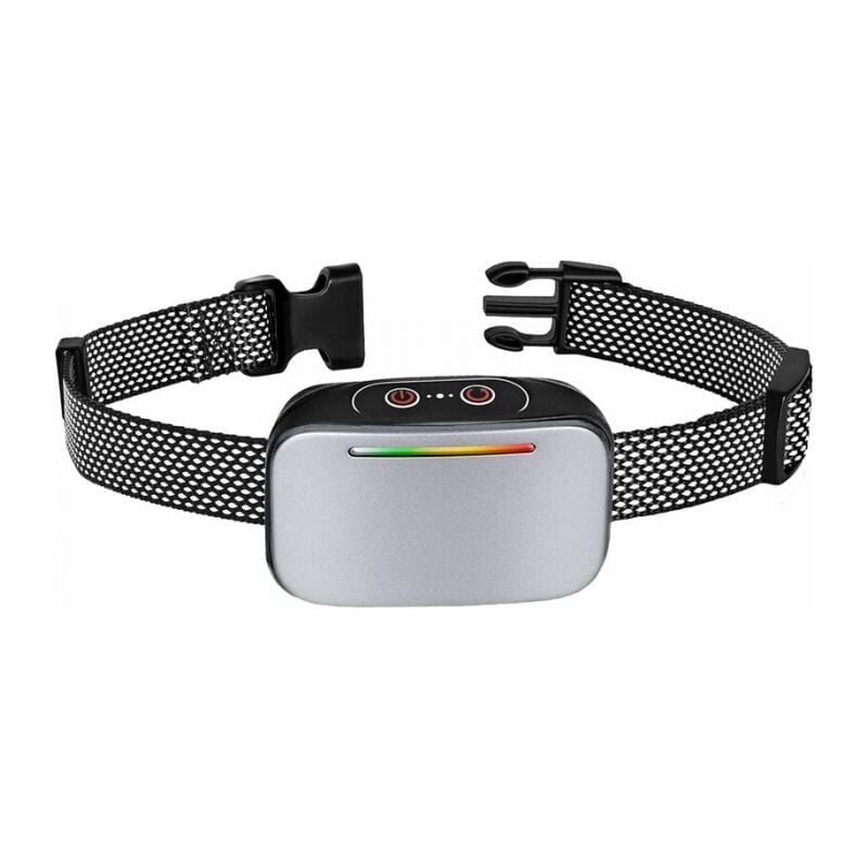 Cyslmuk - Argent collier Anti-aboiement Automatique pour Chiens, Contrôle Anti-aboiement Intelligent, Rechargeable, Mode Choc Statique, Vibration et