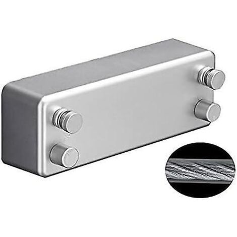 argent Corde  Linge Rtractable Pour Intrieur Et Extrieur - Robuste, 2 Fils  Linge De 4,2 M En Acier Inoxydable, Fixation Murale - Blanc
