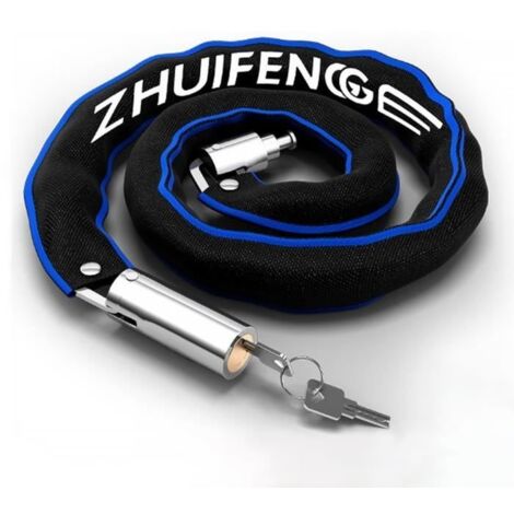 (Argent et noir)Serrure de chaîne pour vélo / scooter électrique / moto, longueur 105cm / 41.3 - Noir