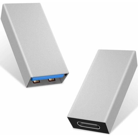 Argent Lot de 2 adaptateurs USB C vers USB 3.0, USB 3.1, USB 3.0 Femelle vers USB C Femelle, Compatible avec iPhone 11, Google Pixel, Samsung Galaxy S20, Huawei, Moto
