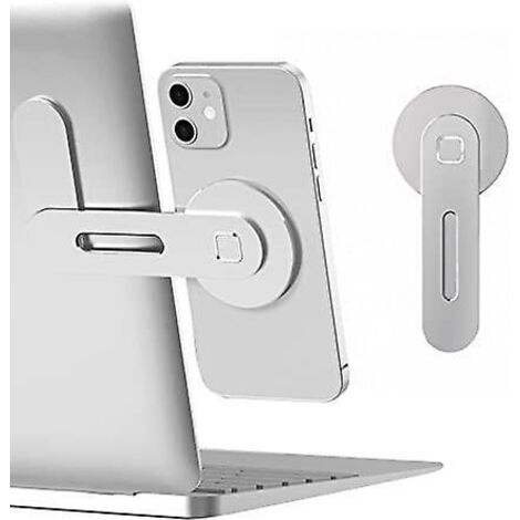argent Support Magntique Pour Ordinateur Portable, Support Latral Rglable Pour Cran De Tlphone Pour Iphone 14 Plus/ Iphone 13 Pro Max/ Iphone 12,