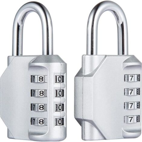 (argent)[2 Pièces] 4-Digit Cadenas à Combinaison, Serrure Combinée Imperméabiliser, Métal étanche et Fermoir Combiné en Acier Plaqué