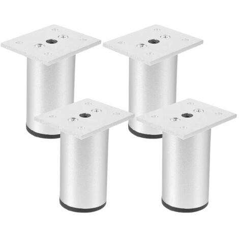 (Argent)4 Pieds de meuble mat, aluminium 100 mm, pieds de meuble TV, adaptés aux tables basses d'armoire, pieds de support de canapé de meuble
