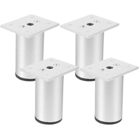 (Argent)4 Pieds de meuble mat, aluminium 100 mm, pieds de meuble TV, adaptés aux tables basses d'armoire, pieds de support de canapé de meuble