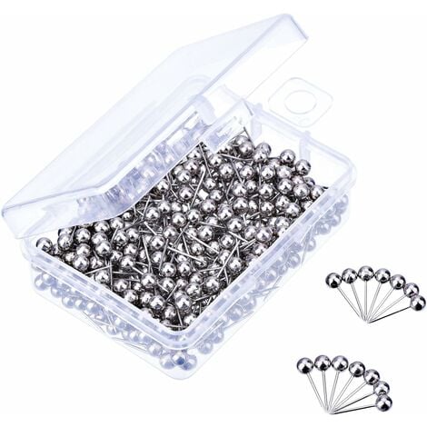 (Argent）,400 pièces Épingles de carte avec 1/8 pouce tête et pointe en acier