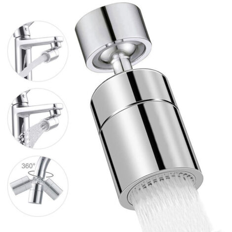 Argent，Aérateur de Robinet, 360° Pivotant Embout Robinet Cuisine, 2 Modes Mousseur Robinet Economie Eau, Pour Robinet Pour Éviers de Cuisine Salle de Bain lavabo