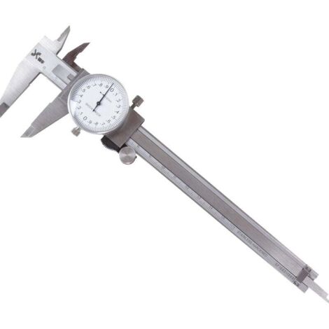 argenté Pied à Coulisse à Cadran 200mm 8 en Acier Inoxydable Tête Précision Antichoc et Verrouillable Micromètre à Jauge 4 Voies 401231