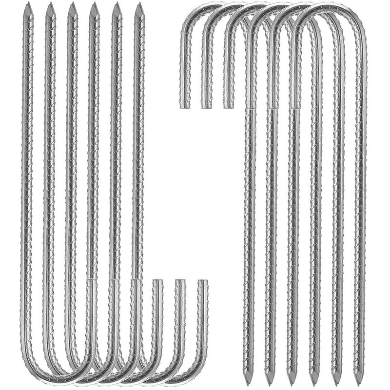 Aamunpa - argenté Piquets de fixation sol xl, Sardines, Lot de 10, galvanisé, tente, 30 cm, Acier électrozingué