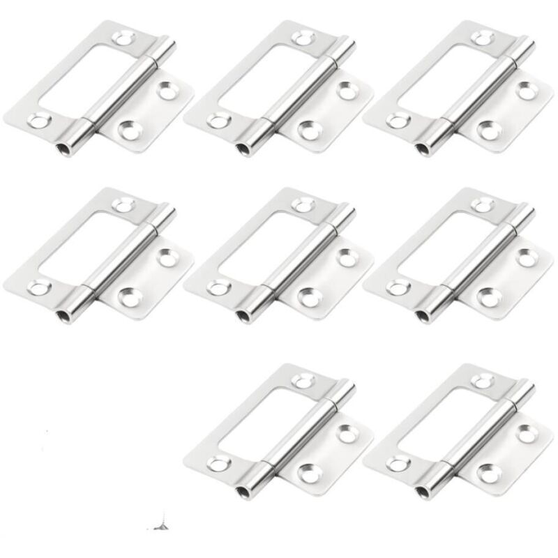 (argenté)Lot de 8 charnières de porte à deux volets, charnières de porte silencieuses de 5,1 cm, sans mortaise, charnière à roulement à billes