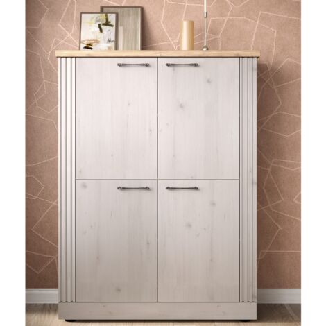 Argentier-bar moderne 4 portes coloris chêne naturel YANIS