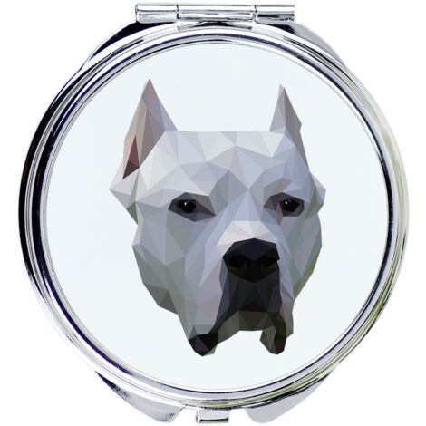 Argentinischer Hund, Dogo Argentino - ein Spiegel mit Foto und geometrischer Aufschrift von Art-Dog