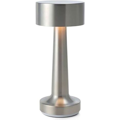 (Argent)Lampe De Chevet À Contrôle Tactile - Batterie Rechargeable Sans Fil - 3 Couleurs Et Luminosité En Continu - Pour La Lecture,
