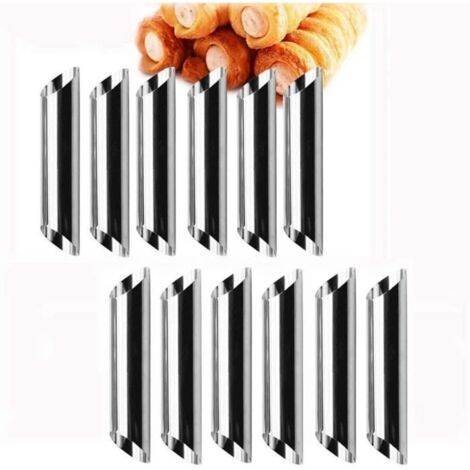 (argent)Moule de cuisson - CannoliTubes en Acier Inoxydable - Lot de 12 - 2,5 cm x 12,5 cm