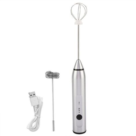 (Argent)Mousseur à lait - Argent - Batteur 2 en 1 - ABS - Portable - Chargement USB