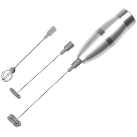 (argent)Mousseur à lait - Shaker - Acier inoxydable - 19000RPM - Piles AAA - Mélangeur à œufs