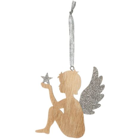 Argento glitter angelo ornamento di natale 11 cm - Feeric lights & christmas