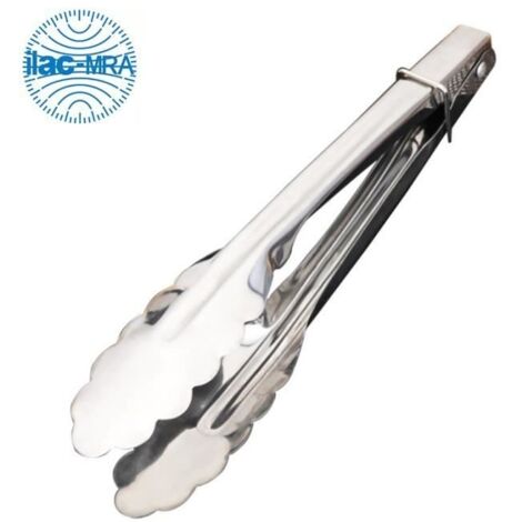 (argent)Pince Cuisine,Bord Roulé Pince Cuisine en Acier Inoxydable pour Pain et Steak,Pince Cuisine Inox avec Boucle de Verrouillage-22cm
