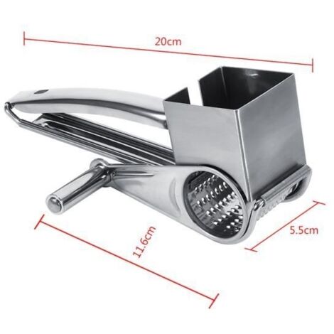 (Argent)Râpe à fromage rotative manuelle Acier inoxydable - Argenté - 20x11.6x5.5cm