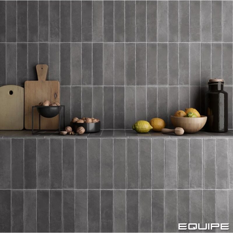 Carrelage sol / mur effet zellige bejmat noir 6x24,6 cm mate ARGILE DARK (vendu par boite de 0,50m2)