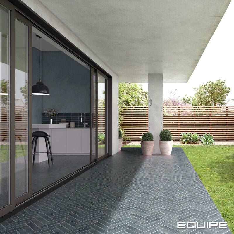 Carrelage sol / mur effet zellige bejmat bleu 6x24,6 cm mate argile glacier (vendu par boite de 0,50m2)