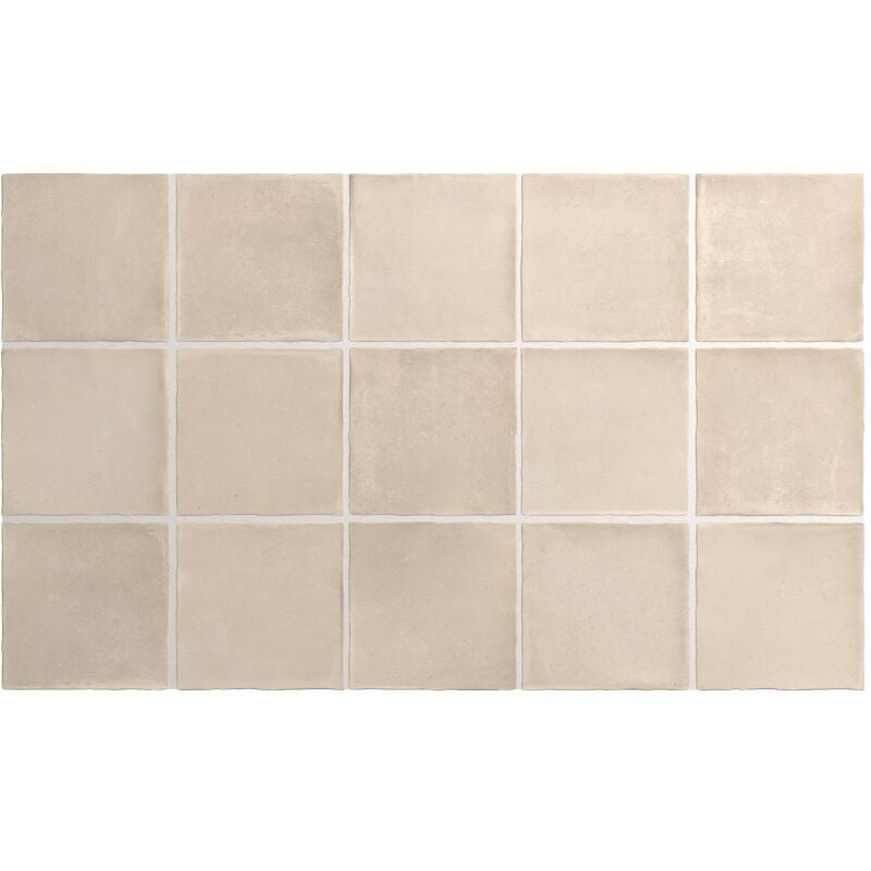 Carrelage sol / mur effet zellige bejmat beige 10x10 cm mate argile siena 10x10 cm (vendu par boite de 0,50m2)