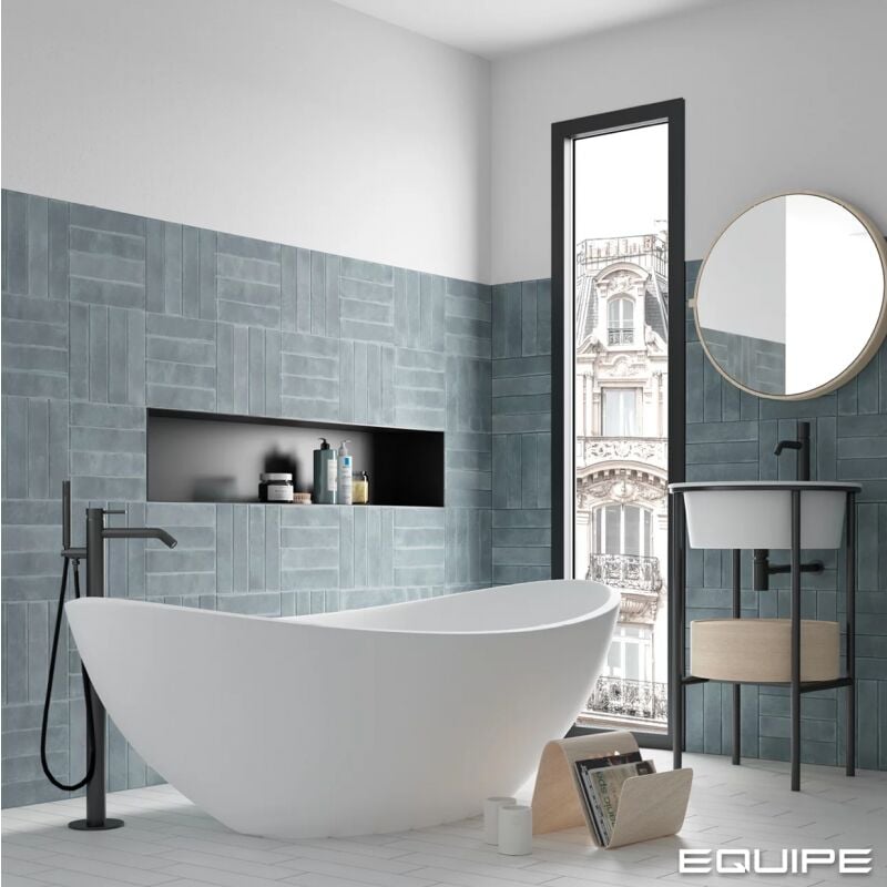 Carrelage sol / mur effet zellige bejmat bleu 6x24,6 cm mate argile sky (vendu par boite de 0,50m2)