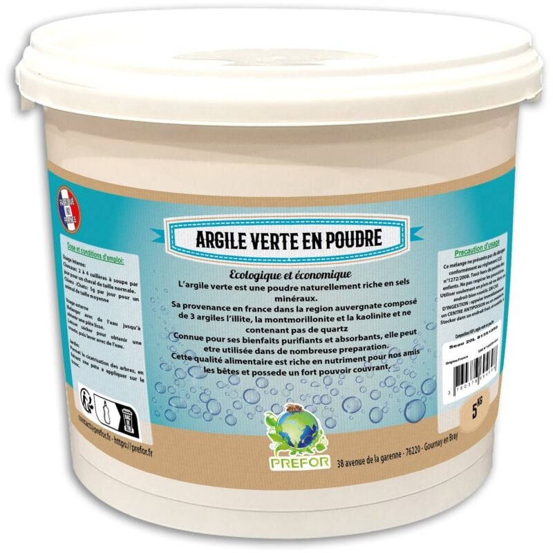 Argile verte en poudre seau 20L 5kg