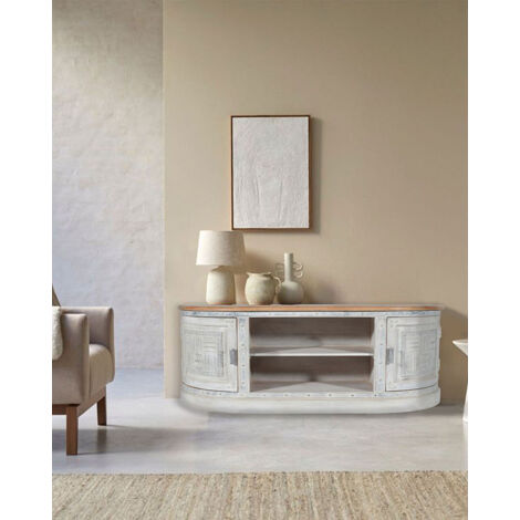 Argo - Meuble TV en manguier massif sculpté 150 cm