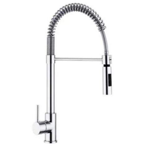 Argo Pin Miscelatore lavello con molla e doccia estraibile in ottone cromato con rotazione canna 360o rubinetto a canna alta per lavandino cucina