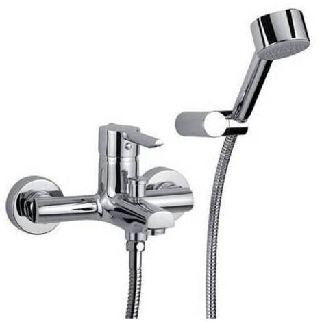 Argo Pin Mitigeur de bain complet en laiton chrome' avec douche a' jet unique et inverseur automatique Flexible de 150 cm Support articule' Robinet de douche de salle de bain
