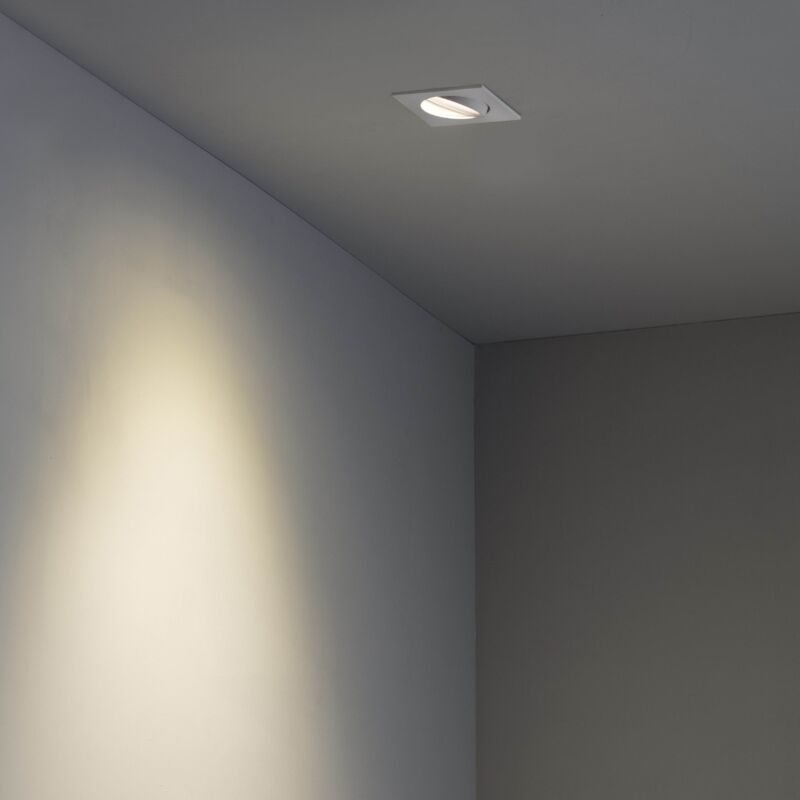 Image of Faro Arg - Faretto da incasso a 1 luce quadrato inclinabile bianco, GU10