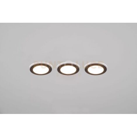 ARGUS KIT 3 FARETTI DA INCASSO LED 1W-4W 350lm, 3000K ROTONDI BORDO NERO + FUNZIONE RGB D. 8,2CM DIMMERABILE