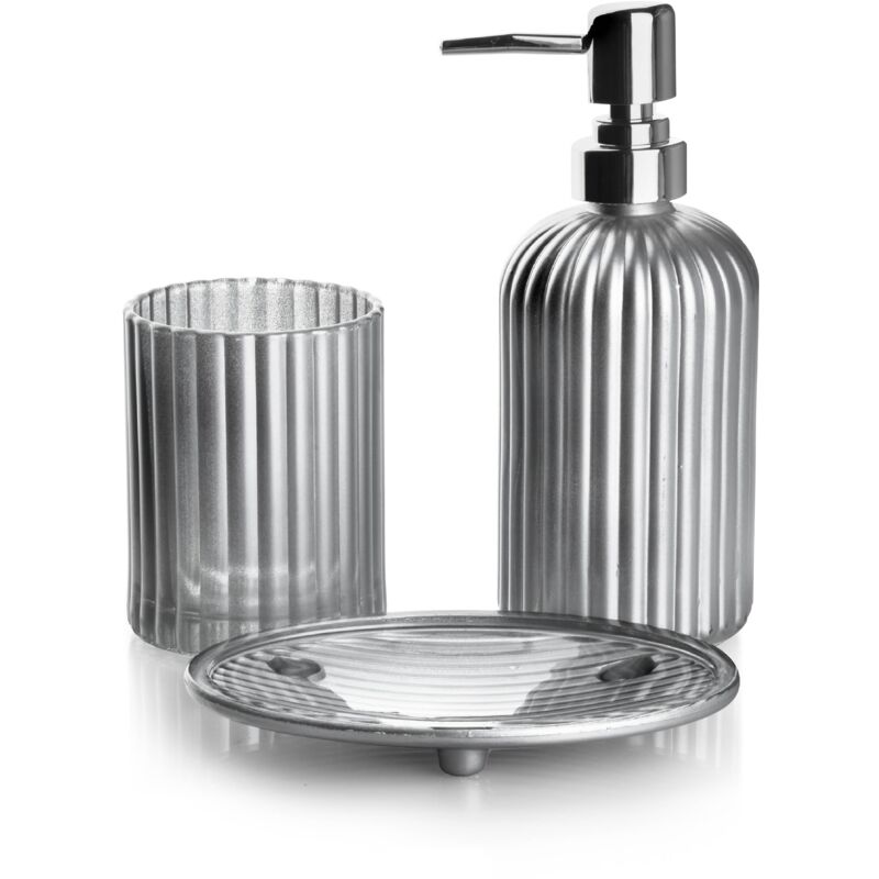 ARI SILVER Ensemble de Salle de Bain 400ml argent mat