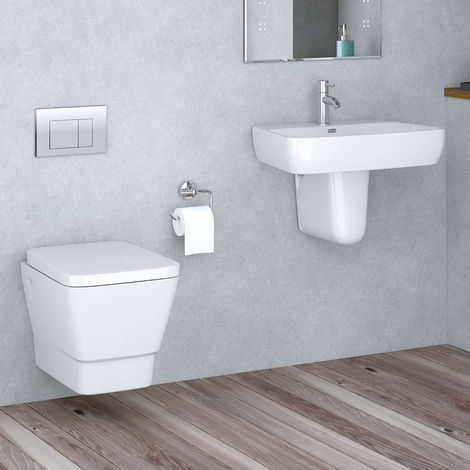 Concealed Cistern Soft Close Seat Aquariss Bathroom Wall Mounted WC Toilet with Frame