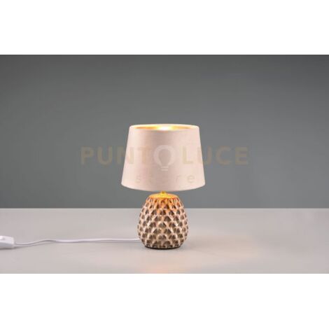 ARIANA LAMPADA DA TAVOLO CERAMICA CON PARALUME EFFETTO VELLUTO SABBIA H. 27CM 1 LUCE ATTACCO E14