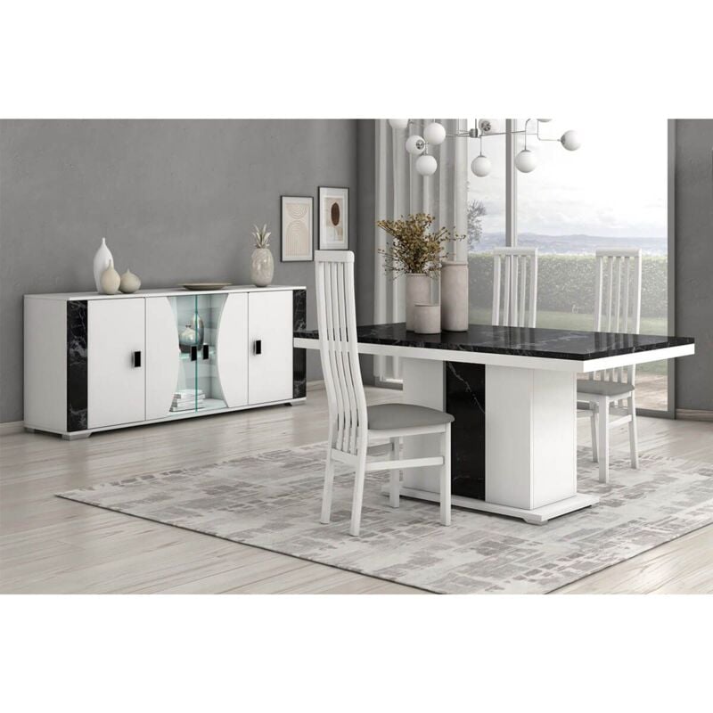 Altobuy - ariane - Ensemble Séjour Table Repas + Buffet 4 Portes Eclairage Led intégré