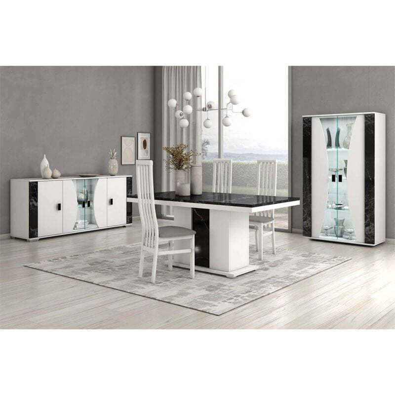 Altobuy - ariane - Séjour Complet Table Repas + Buffet + Vitrine 2 Portes Eclairage Led intégré