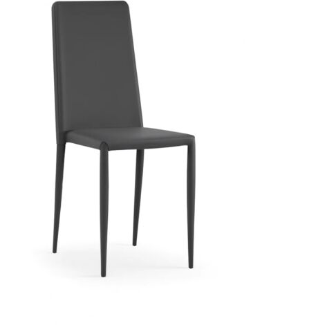 Arianna, Set di 4 sedie in similpelle Grigio scuro (40cm X 42cm H. 96cm)  Duzzle