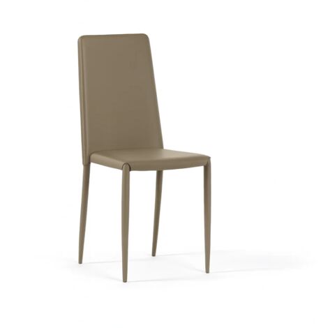 Arianna, Set di 4 sedie in similpelle Tortora (40cm X 42cm H. 96cm)  Duzzle