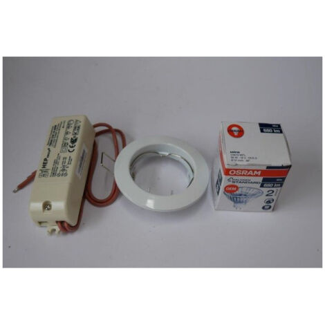 Aric – Kit spot encastré blanc fixe Ø 78mm – Ampoule halogène 50W 3200K – Culot GU5.3 12V dimmable – Indice IP20 pour intérieur