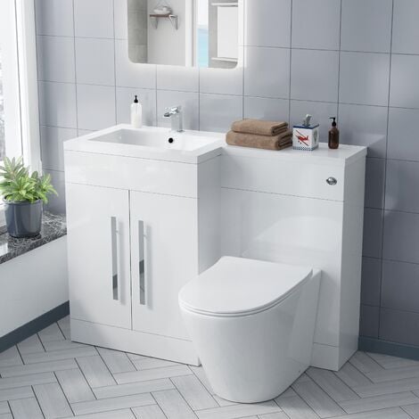 Aric LH Vanity Sink and WC Back to Wall Rimless Toilet