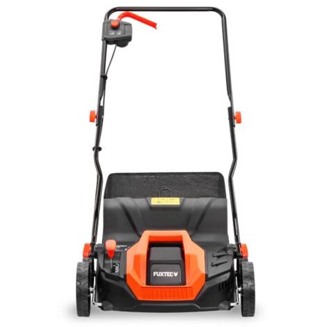 Arieggiatore scarificatore elettrico FUXTEC EV320ECO 1300W di potenza, larghezza di lavoro di 32 cm e regolazione profondità da -12 a +10 mm, raccoglitore d'erba da 40 litri